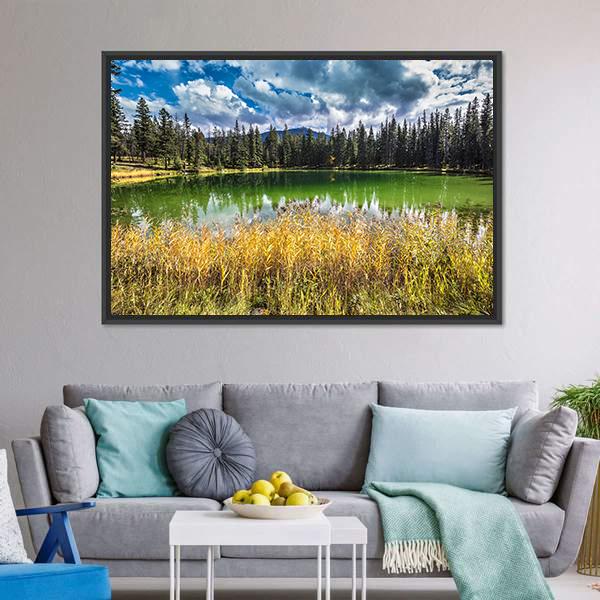 Autumn Jasper National Park Canvas Wall Art-3 Horizontal-Gallery Wrap-25" x 16"-Tiaracle
