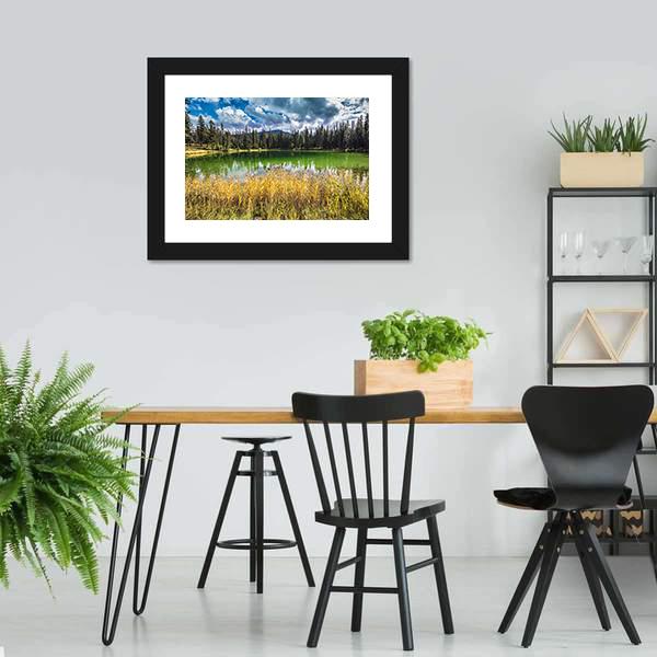 Autumn Jasper National Park Canvas Wall Art-3 Horizontal-Gallery Wrap-25" x 16"-Tiaracle