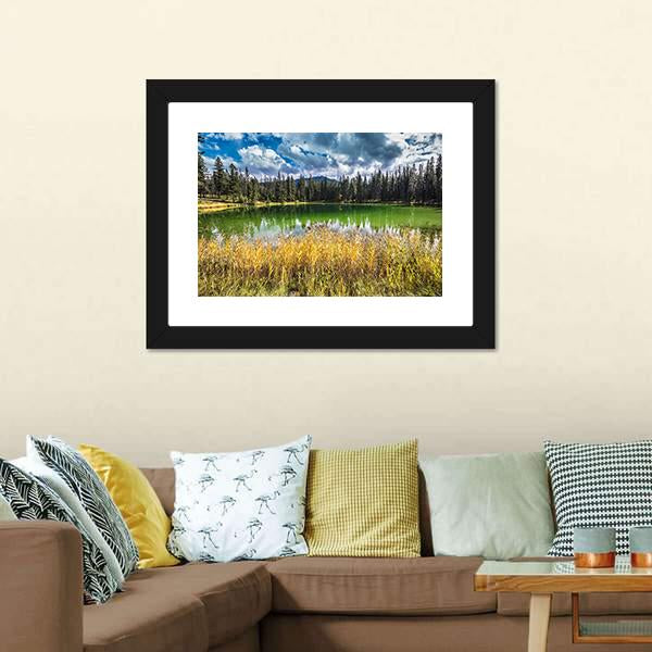 Autumn Jasper National Park Canvas Wall Art-3 Horizontal-Gallery Wrap-25" x 16"-Tiaracle