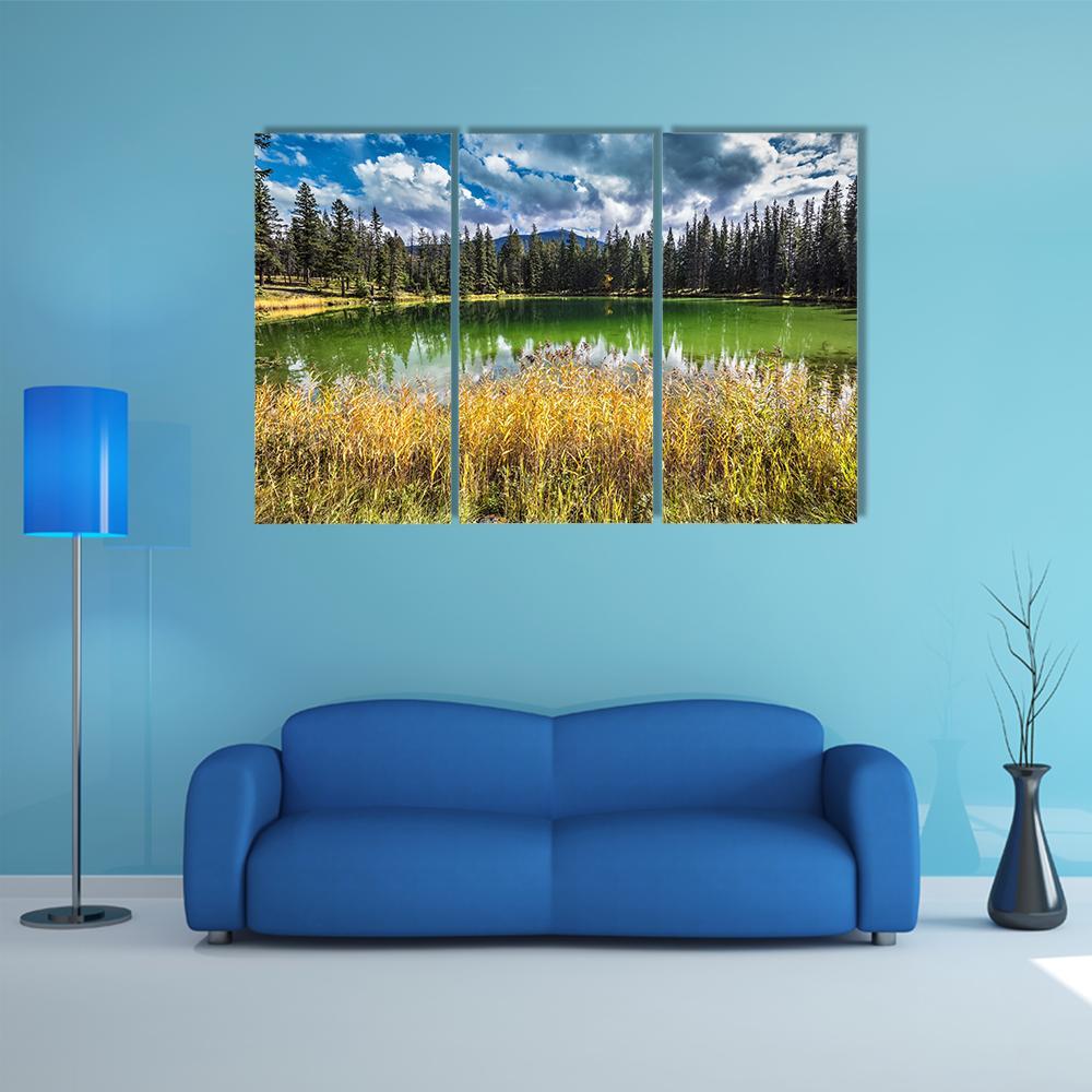 Autumn Jasper National Park Canvas Wall Art-3 Horizontal-Gallery Wrap-37" x 24"-Tiaracle