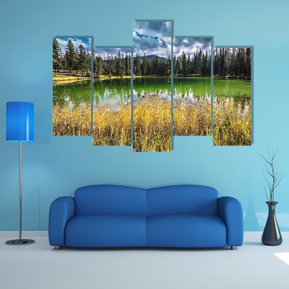 Autumn Jasper National Park Canvas Wall Art-5 Pop-Gallery Wrap-47" x 32"-Tiaracle