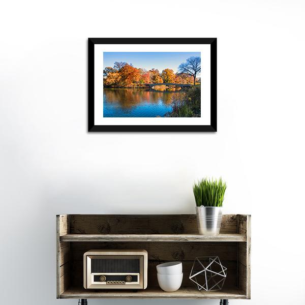 Autumn Lake In New York Canvas Wall Art-1 Piece-Framed Print-20" x 16"-Tiaracle