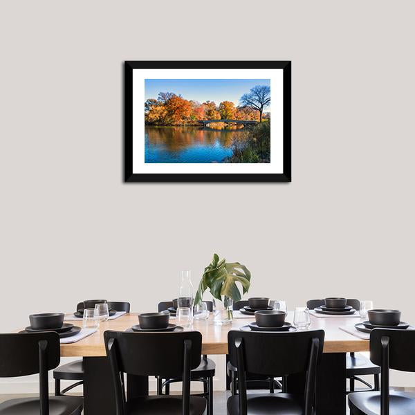 Autumn Lake In New York Canvas Wall Art-3 Horizontal-Gallery Wrap-25" x 16"-Tiaracle