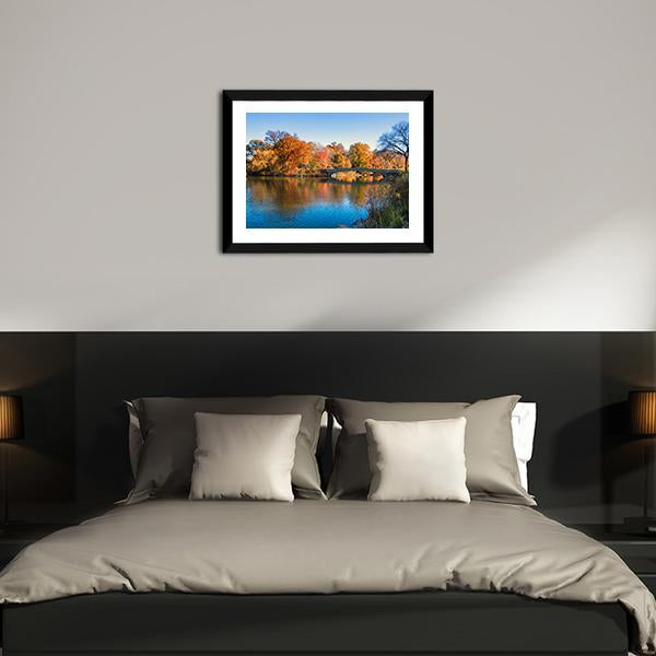 Autumn Lake In New York Canvas Wall Art-3 Horizontal-Gallery Wrap-25" x 16"-Tiaracle