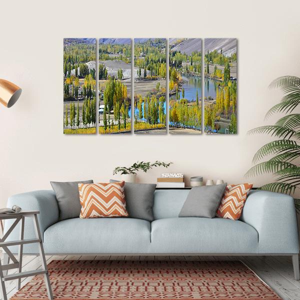 Lake In Northern Pakistan Canvas Wall Art-5 Horizontal-Gallery Wrap-22" x 12"-Tiaracle