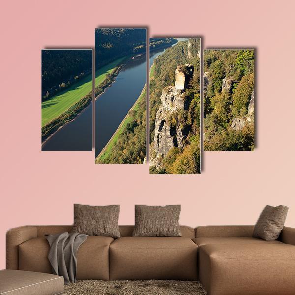 Elbe River In Saxony Canvas Wall Art-4 Pop-Gallery Wrap-50" x 32"-Tiaracle
