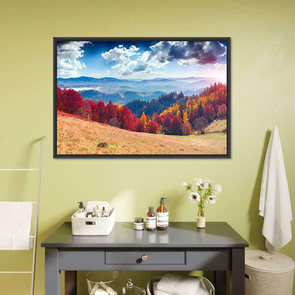 Autumn Landscape In Ukraine Canvas Wall Art-3 Horizontal-Gallery Wrap-25" x 16"-Tiaracle