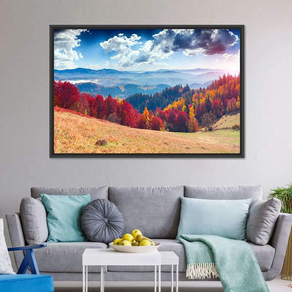 Autumn Landscape In Ukraine Canvas Wall Art-5 Horizontal-Gallery Wrap-22" x 12"-Tiaracle