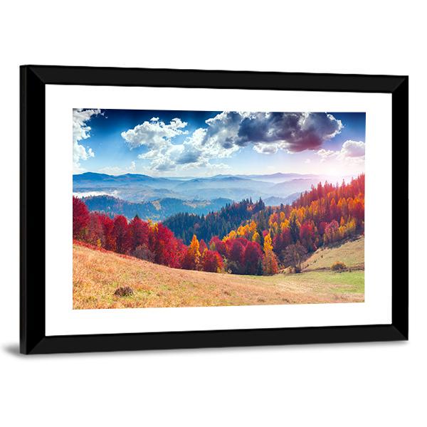 Autumn Landscape In Ukraine Canvas Wall Art-5 Horizontal-Gallery Wrap-22" x 12"-Tiaracle