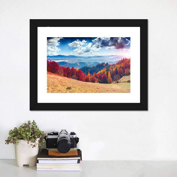 Autumn Landscape In Ukraine Canvas Wall Art-5 Horizontal-Gallery Wrap-22" x 12"-Tiaracle