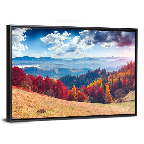 Autumn Landscape In Ukraine Canvas Wall Art-5 Horizontal-Gallery Wrap-22" x 12"-Tiaracle