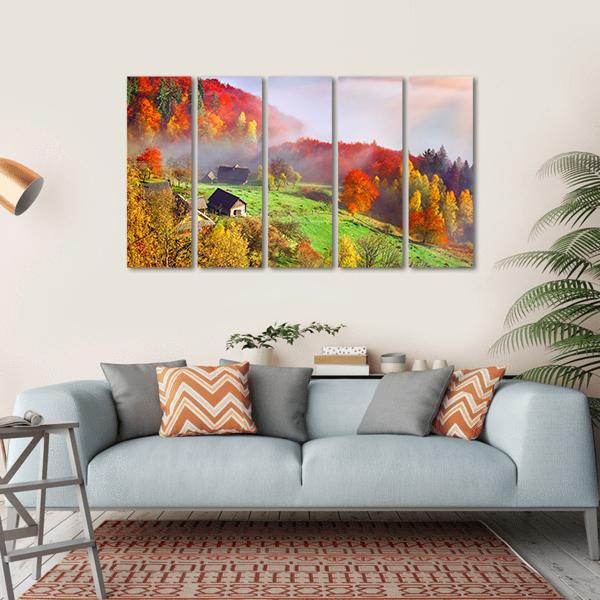 Autumn Landscape In Ukraine Europe Canvas Wall Art-5 Horizontal-Gallery Wrap-22" x 12"-Tiaracle
