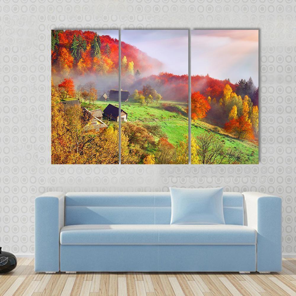 Autumn Landscape In Ukraine Europe Canvas Wall Art-3 Horizontal-Gallery Wrap-37" x 24"-Tiaracle