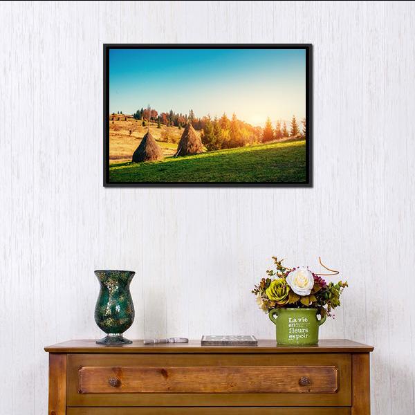 Autumn Landscape In Ukraine Europe Canvas Wall Art-1 Piece-Floating Frame-24" x 16"-Tiaracle