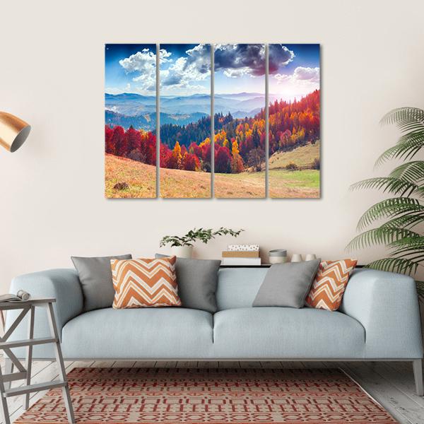 Autumn Landscape In Ukraine Canvas Wall Art-4 Horizontal-Gallery Wrap-34" x 24"-Tiaracle