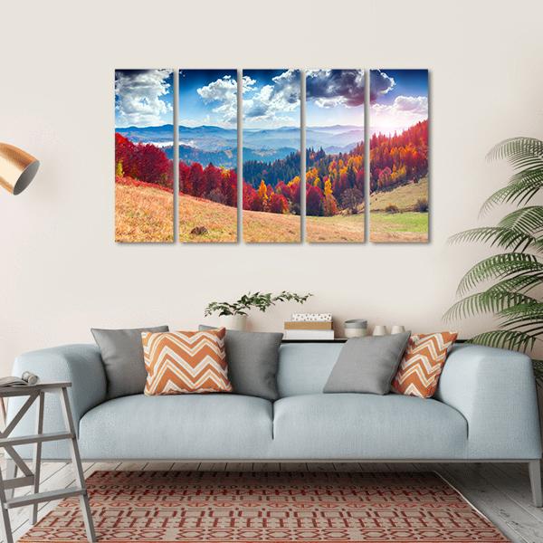 Autumn Landscape In Ukraine Canvas Wall Art-5 Horizontal-Gallery Wrap-22" x 12"-Tiaracle