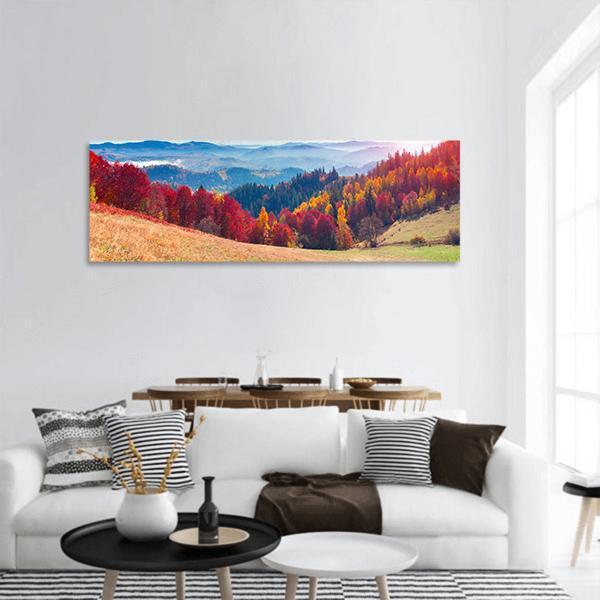 Autumn Landscape In Ukraine Panoramic Canvas Wall Art-3 Piece-25" x 08"-Tiaracle
