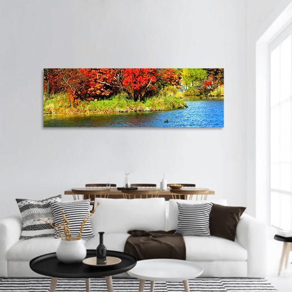 Lake In Nakajima Park Panoramic Canvas Wall Art-1 Piece-36" x 12"-Tiaracle