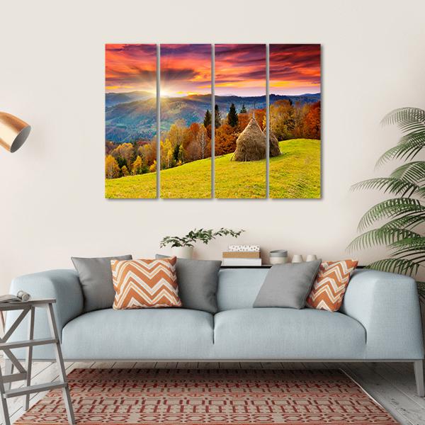 Autumn Landscape On Mountain Canvas Wall Art-4 Horizontal-Gallery Wrap-34" x 24"-Tiaracle