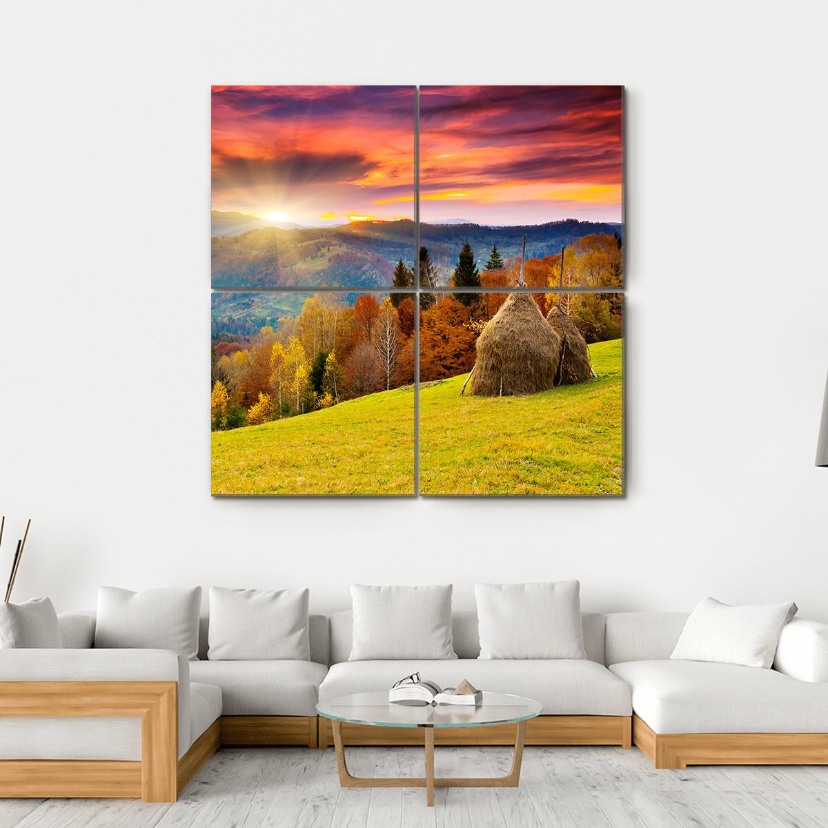 Autumn Landscape On Mountain Canvas Wall Art-4 Square-Gallery Wrap-17" x 17"-Tiaracle