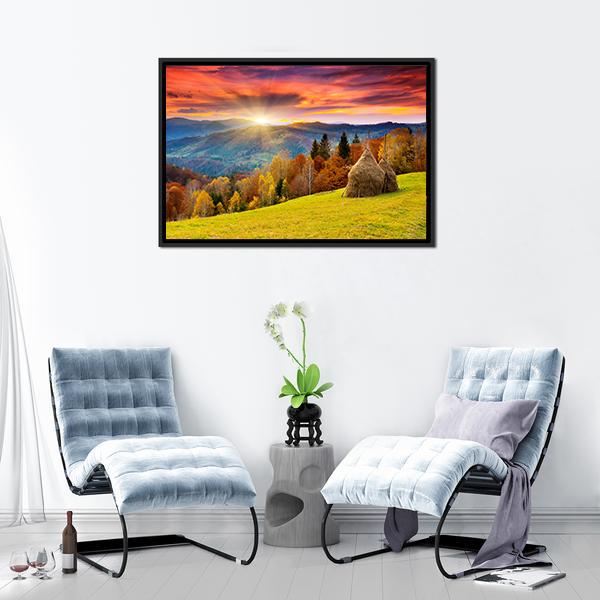 Autumn Landscape On Mountain Canvas Wall Art-5 Horizontal-Gallery Wrap-22" x 12"-Tiaracle