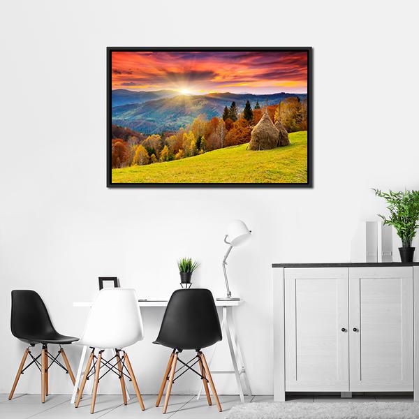 Autumn Landscape On Mountain Canvas Wall Art-3 Horizontal-Gallery Wrap-25" x 16"-Tiaracle