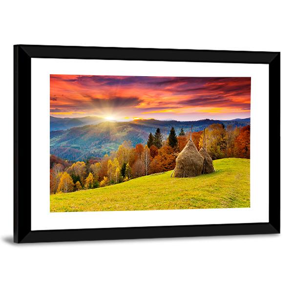 Autumn Landscape On Mountain Canvas Wall Art-5 Horizontal-Gallery Wrap-22" x 12"-Tiaracle