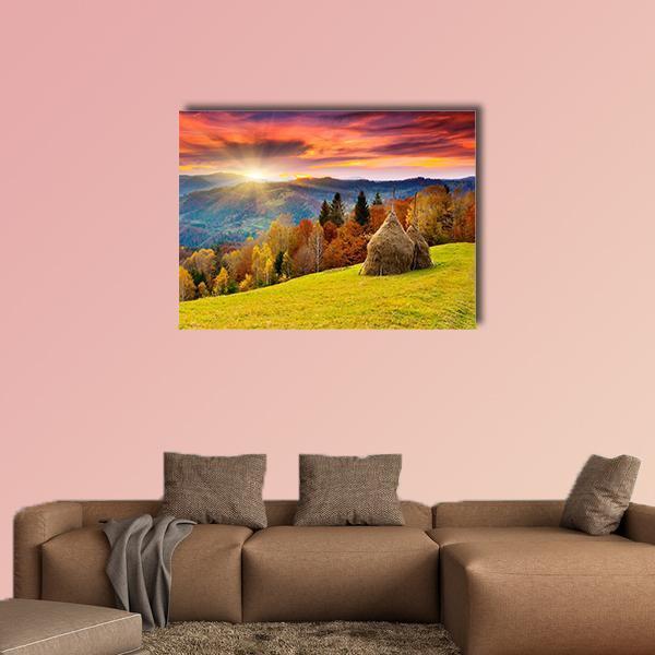 Autumn Landscape On Mountain Canvas Wall Art-3 Horizontal-Gallery Wrap-37" x 24"-Tiaracle
