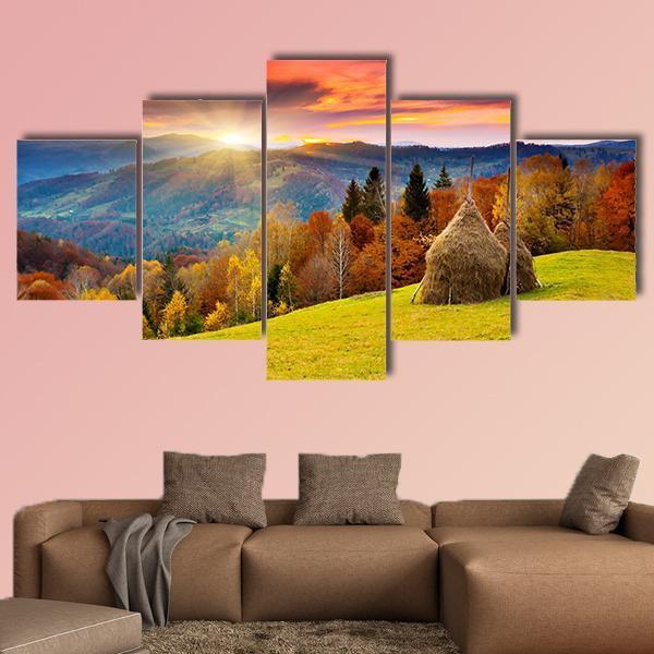 Autumn Landscape On Mountain Canvas Wall Art-5 Star-Gallery Wrap-62" x 32"-Tiaracle