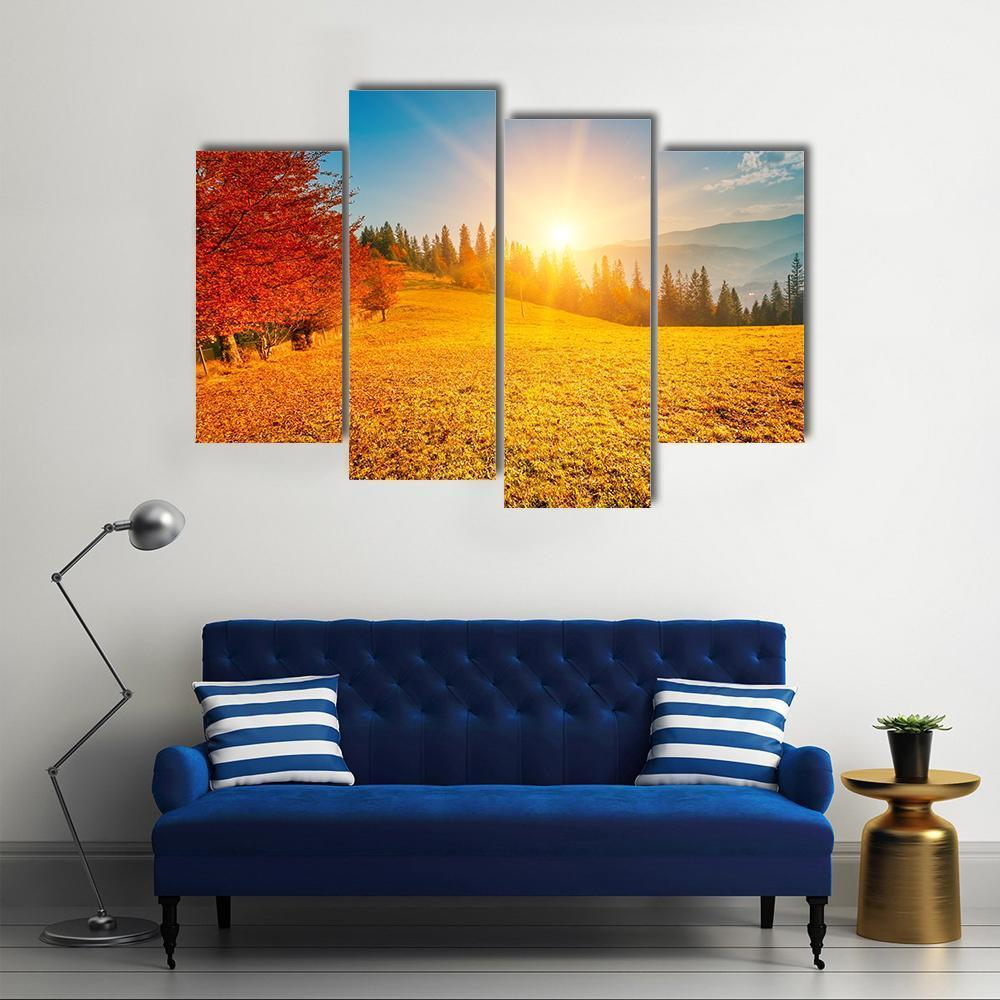 Autumn Landscape Ukraine Canvas Wall Art-4 Pop-Gallery Wrap-50" x 32"-Tiaracle