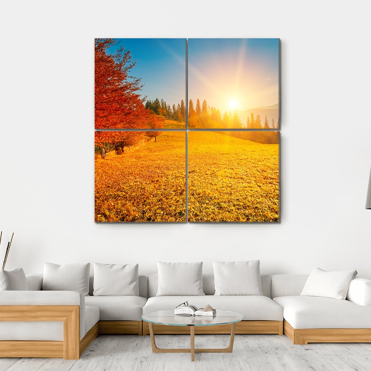 Autumn Landscape Ukraine Canvas Wall Art-4 Square-Gallery Wrap-17" x 17"-Tiaracle