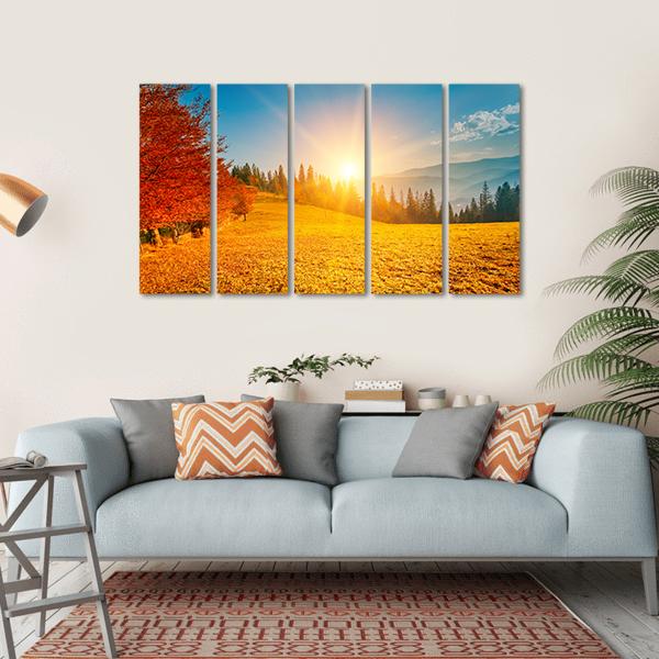 Autumn Landscape Ukraine Canvas Wall Art-5 Horizontal-Gallery Wrap-22" x 12"-Tiaracle