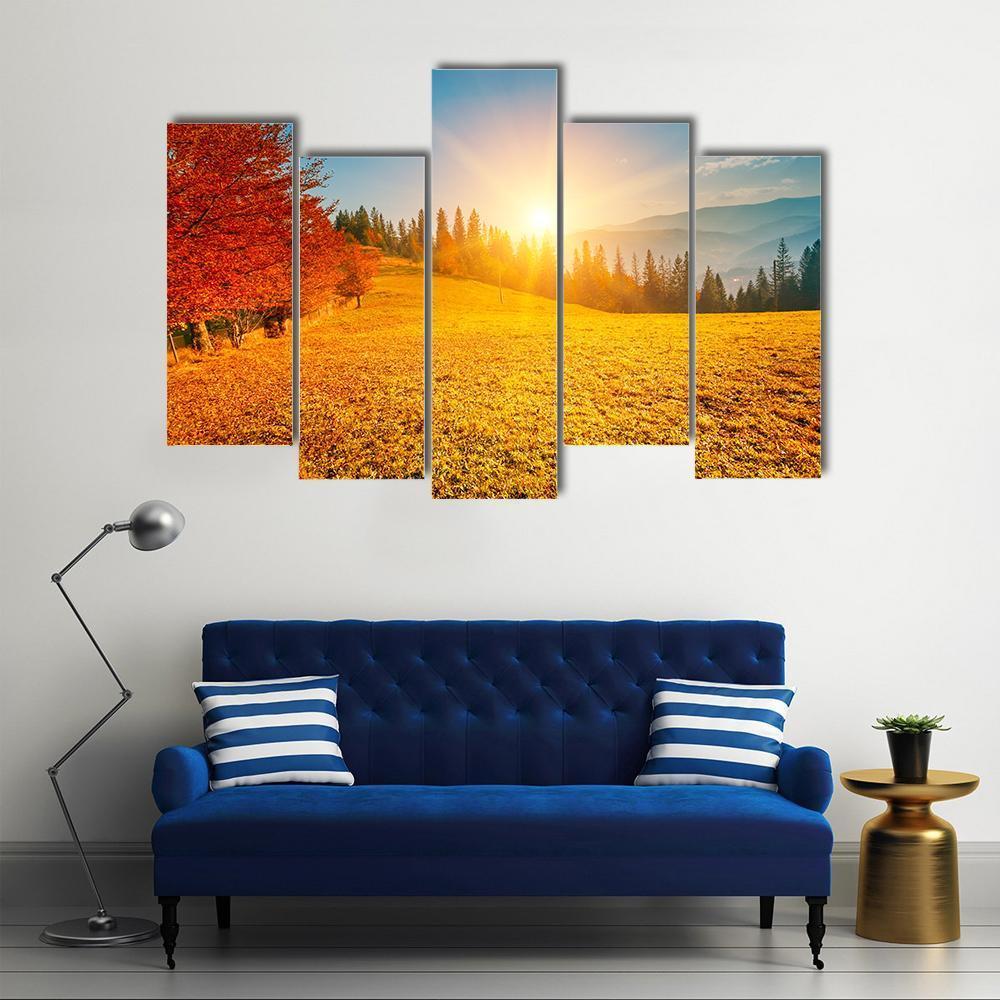 Autumn Landscape Ukraine Canvas Wall Art-5 Pop-Gallery Wrap-47" x 32"-Tiaracle