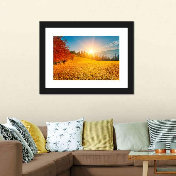 Autumn Landscape Ukraine Panoramic Canvas Wall Art-1 Piece-36" x 12"-Tiaracle