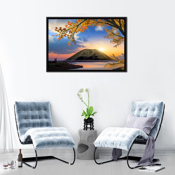 Autumn Landscape With Mountain Canvas Wall Art-5 Horizontal-Gallery Wrap-22" x 12"-Tiaracle