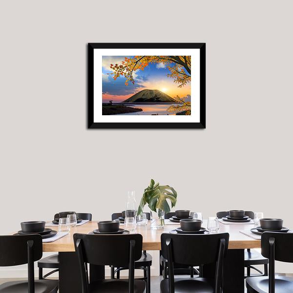 Autumn Landscape With Mountain Canvas Wall Art-5 Horizontal-Gallery Wrap-22" x 12"-Tiaracle