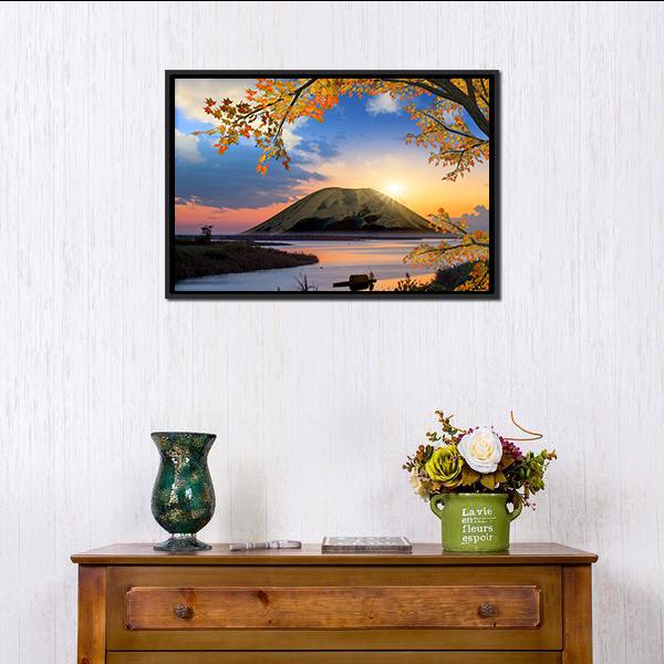 Autumn Landscape With Mountain Canvas Wall Art-1 Piece-Floating Frame-24&quot; x 16&quot;-Tiaracle