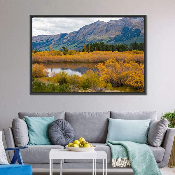 Autumn Leaves At Glenorchy Lake Canvas Wall Art-3 Horizontal-Gallery Wrap-25" x 16"-Tiaracle