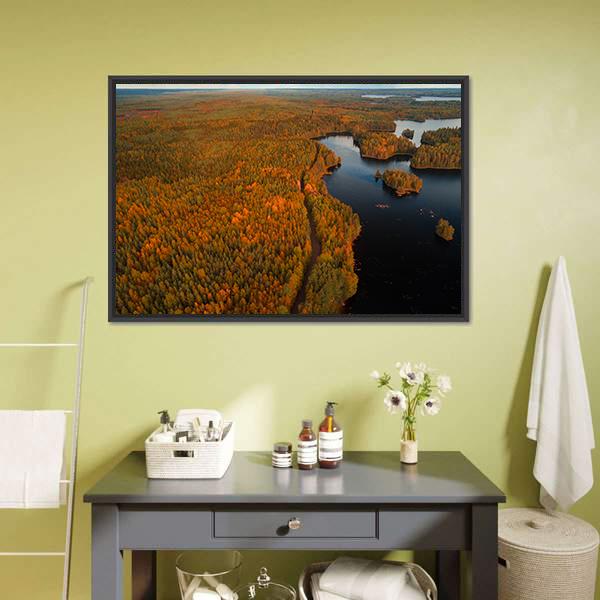Autumn Liesjärvi National Park Canvas Wall Art-1 Piece-Floating Frame-24" x 16"-Tiaracle
