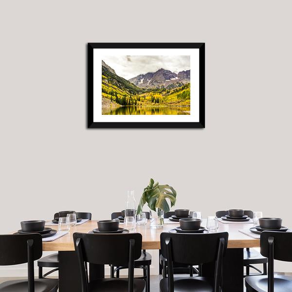 Autumn Mountain Lake Canvas Wall Art-3 Horizontal-Gallery Wrap-25" x 16"-Tiaracle