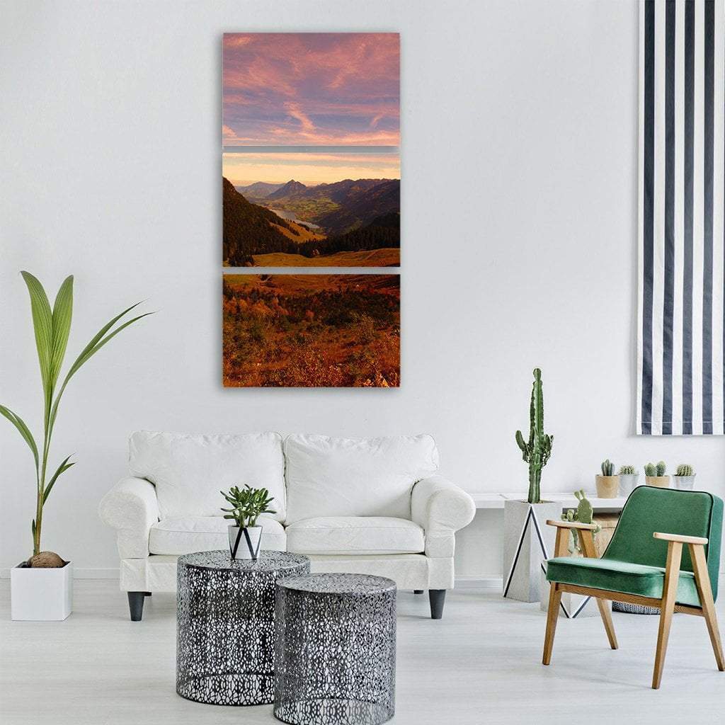 Mountains In Autumn Vertical Canvas Wall Art-3 Vertical-Gallery Wrap-12" x 25"-Tiaracle