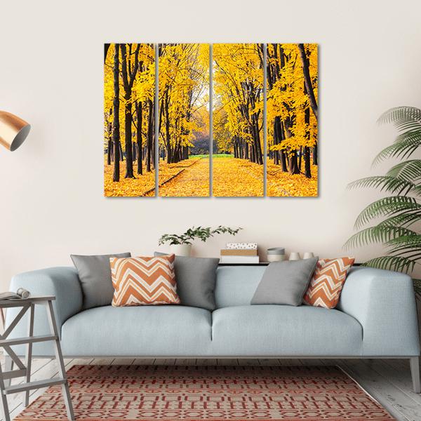 Autumn Park In Alley Canvas Wall Art-4 Horizontal-Gallery Wrap-34" x 24"-Tiaracle