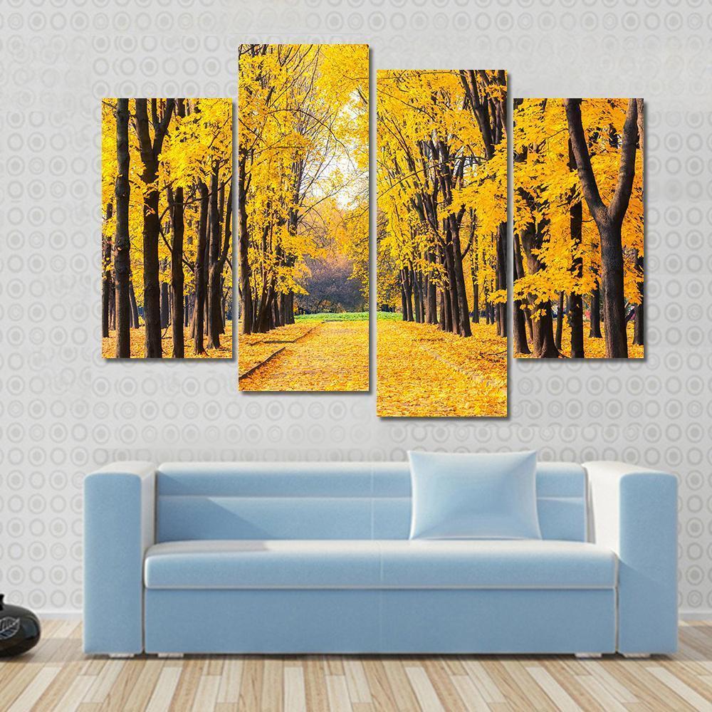 Autumn Park In Alley Canvas Wall Art-4 Pop-Gallery Wrap-50" x 32"-Tiaracle