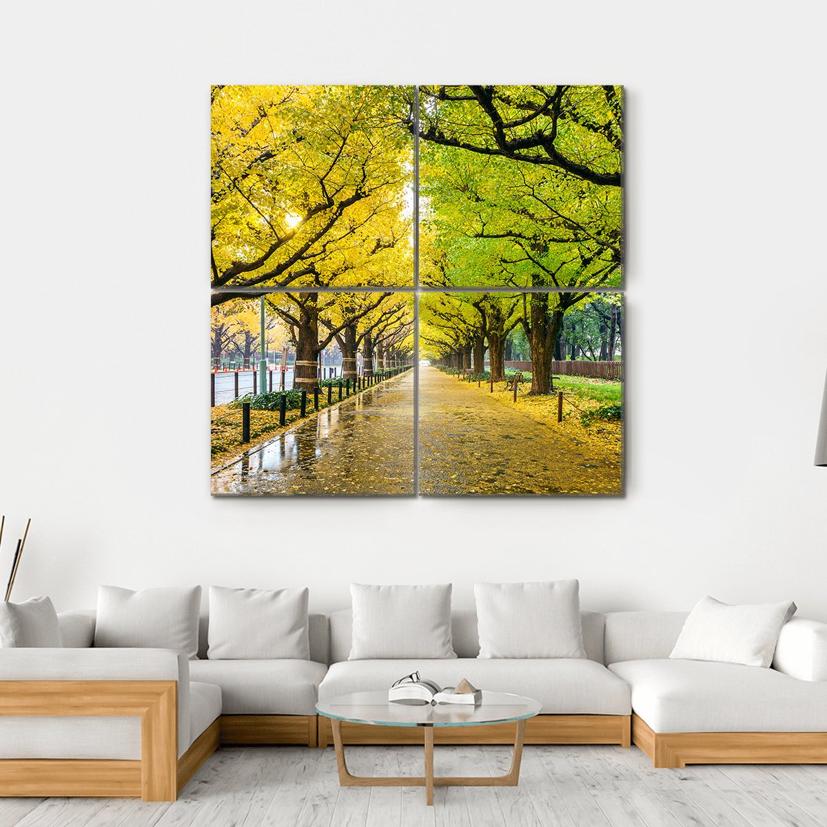 Autumn Park Tokyo Canvas Wall Art-4 Square-Gallery Wrap-17" x 17"-Tiaracle