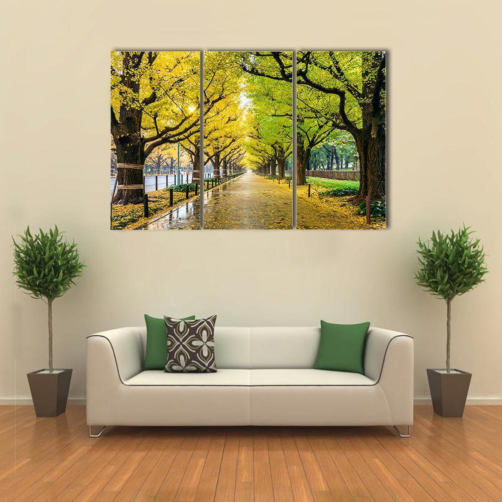 Autumn Park Tokyo Canvas Wall Art-3 Horizontal-Gallery Wrap-37" x 24"-Tiaracle