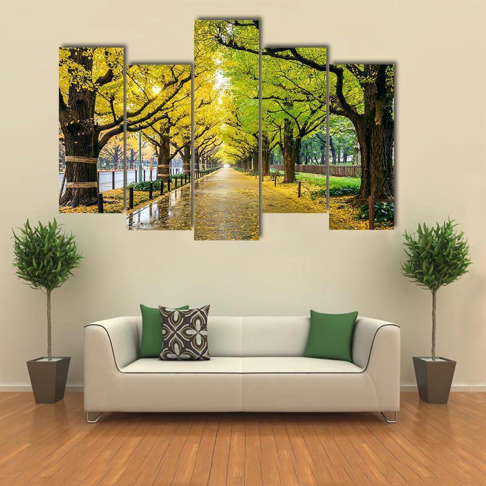 Autumn Park Tokyo Canvas Wall Art-5 Pop-Gallery Wrap-47" x 32"-Tiaracle
