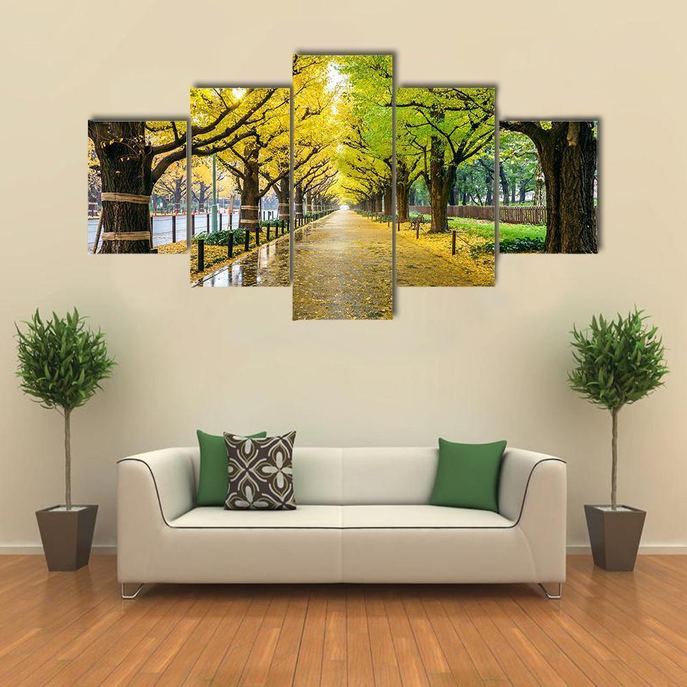 Autumn Park Tokyo Canvas Wall Art-5 Star-Gallery Wrap-62" x 32"-Tiaracle