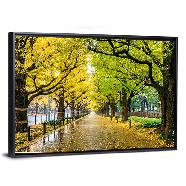 Autumn Park Tokyo Canvas Wall Art-3 Horizontal-Gallery Wrap-25" x 16"-Tiaracle