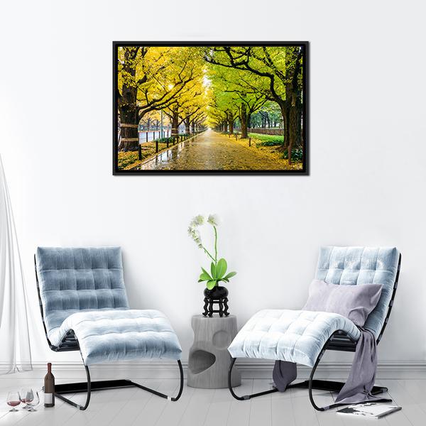Autumn Park Tokyo Canvas Wall Art-3 Horizontal-Gallery Wrap-25" x 16"-Tiaracle