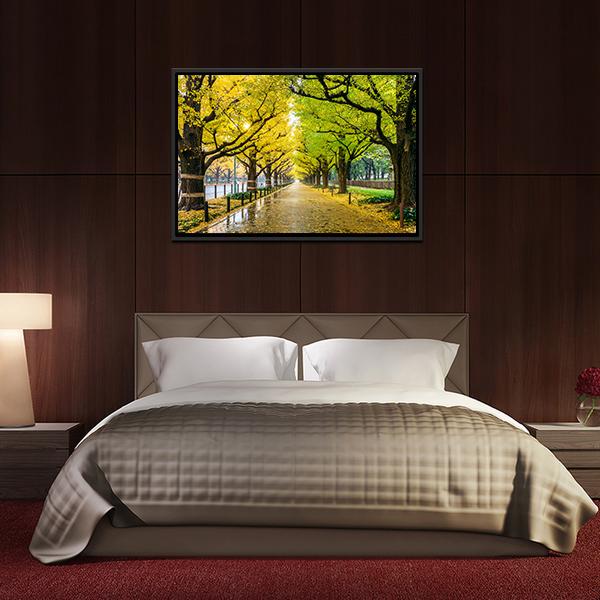 Autumn Park Tokyo Canvas Wall Art-3 Horizontal-Gallery Wrap-25" x 16"-Tiaracle